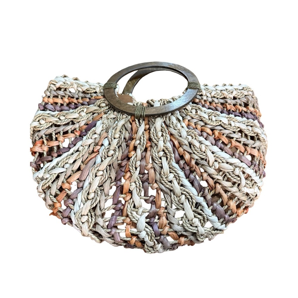 Cappelli Straw Bag by Straworld Beach Summer Wood Handles